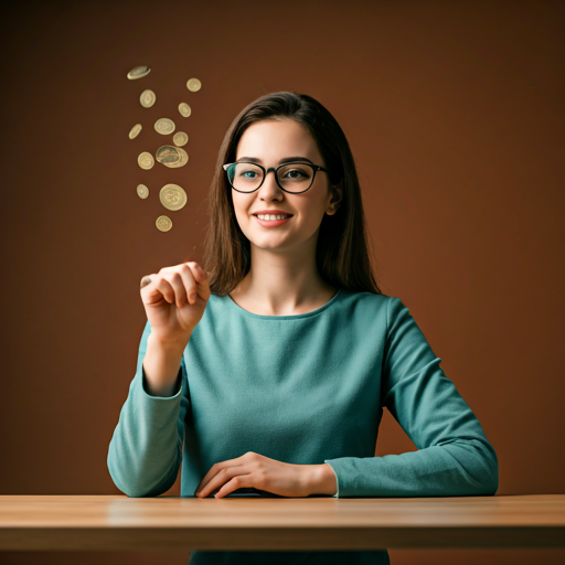 Woman interacting with floating Rupee coins